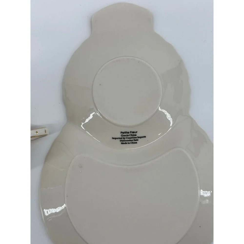Gracie China Petite Fleur Snack Set Cup and Plate Pink Rose Gold Trim Porcelain